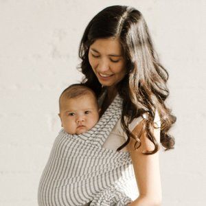 SOLLY BABY WRAP - NATURAL & GREY STRIPE